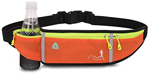 TuTuShop leichter Laufgürtel, leicht, verstellbar, mit elastischem Band, Laufhüfttasche, Handytasche, Zubehör für iPhone, Samsung, Workout-Bauchtasche für Herren/Damen, Orange
