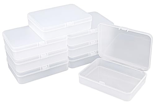 Goodma Kunststoffboxen, 8 Stück, 115 x 85 x 28 mm | Mattiert, Rechteckig, Mit Klappdeckeln, Für kleine Gegenstände und Bastelprojekte, Leer