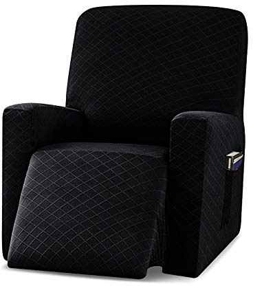 VanderHOME Sesselschoner Stretchhusse für Relaxsessel,1-Stück Jacquard Husse Sessel-Überwürfe Sesselschoner Stretchhusse für Relaxsessel Komplett für Liege Sessel Recliner Sessel schwarz
