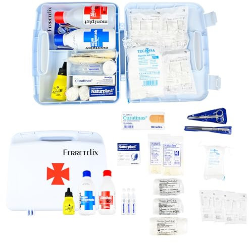 Ferretelix® Botiquin maletin 26 cm x 23 cm x 7 cm primeros auxilios con dotación portatil Fabricado en España G