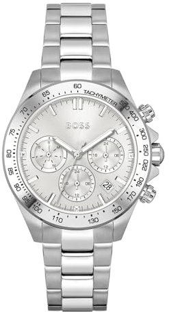 BOSS Multi Zifferblatt Quarz Uhr für Damen Kollektion Novia mit Silbernes Edelstahlarmband - 1502616