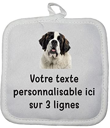 Manique Gant de Cuisine Pictogramme Saint Bernard avec Texte Personnalisable