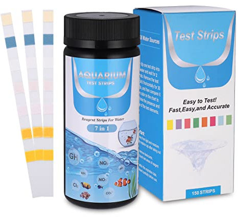 150 Pcs Aquarium Test Strips, 7-in-1 Fish Tank Test Kit for Free Chlorine, Ammonia Nitrogen, Nitrate, Nitrite,Carboonate Root, pH Testing, Professional Water Test Strips for Aquarium Pond Freshwater