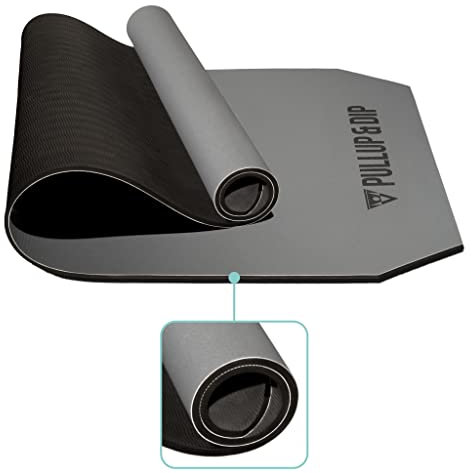 PULLUP & DIP Fitnessmatte mit Halteband – phthalatfreie und hautfreundliche Yogamatte 183 x 68 x 0,8 cm, Zweischichtige Gymnastikmatte rutschfest und gelenkschonend für Pilates, Heimtraining