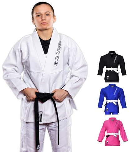 Starpro Evolve BJJ Gi 350 gram | Power bomullsblandning | Vitt och svart | Preshrunk Professional Martial Arts Kimono för träning och tävling | Män kvinnor