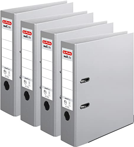 Herlitz Ordner maX.file protect+ A4, 8 cm (4er Pack | Grau)