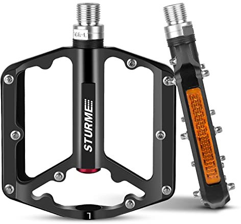 STURME MTB Pedale mit Reflektoren & 3 Abdichtungen, 9/16 Zoll rutschfest Anti-Staub Pedale für Mountainbike, BMX, Rennrad