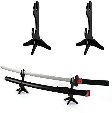 Schwertständer, Schwertständer, Schwerthaken, Schwertständer, Acryl zweistöckiger Samurai Schwertständer, Desktop Schwertständer Display Ständer, unterstützt alle Schwerter Katana (schwarz)