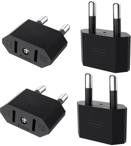 VIEVRE 4 Pièces Adaptateur Prise USA, Adaptateur Prise Americaine, Adaptateur USA vers France, Adaptateur Secteur US vers Europe (EU), pour Voyage US vers EU, Noir