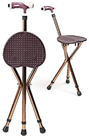 Bâton de marche, siège Bâton de marche, canne de marche avec siège pliant, métal portable pliant bâton de marche chaise siège tabouret chaise de canne de voyage pour pêche jardin camping événement