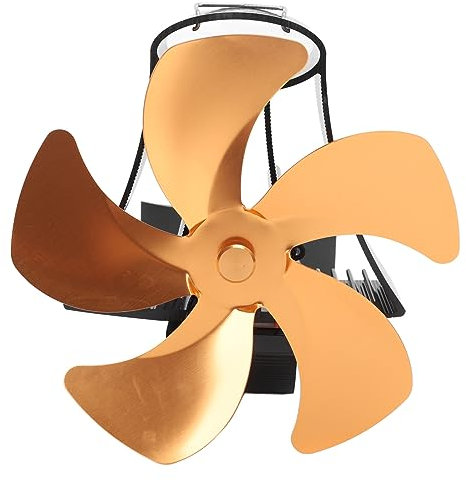 Ventola del Camino Appeso Al Muro, Ventilatori per Cottura Sospesa Al Riscaldamento in Lega di Alluminio Ad Aluminio Risparmio 5 Lama per Soggiorno per Soggiorno (GOLD)