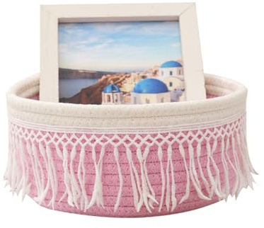 Aufbewahrungskorb Baumwollseil, Aufbewahrungskorb Geflochten Baumwollseil, Gewebter Spielzeugkorb, Baumwollseil Korb, für Zeitschriften, Wohnzimmer, Schlafzimmer, 21x19x10 cm
