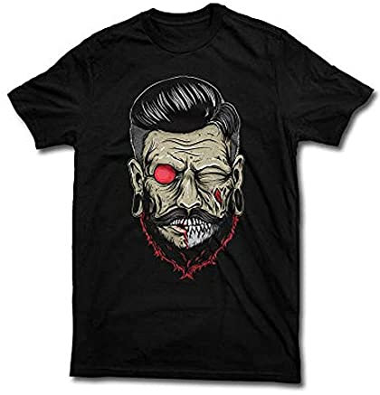 Pomade Skull Rockabilly Barber Rock Men Black Cotton T-Shirt Print Tee Shirts XXL