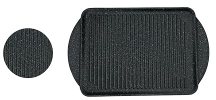Planche de gril carrée antiadhésive en aluminium moulé sous pression – Idéal pour steaks, légumes et grillades – Planche polyvalente – Poêle anti-adhésif – Grill pour steaks – 28 x 28 cm, noir