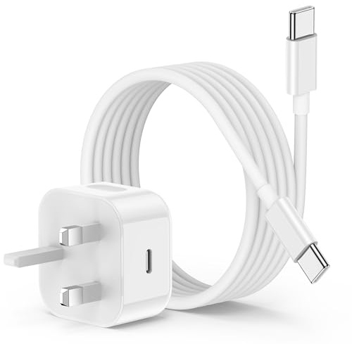 iPhone 17 16 15 Fast Charger and Cable/2M, 20W Wall Charging Plug with USB C to C Cable Lead, Type C Charger Power Adapter for Apple iPhone 17 Pro Max/17 Air/16 Pro/16 Pro Max/15 Plus/15 Pro/iPad Pro