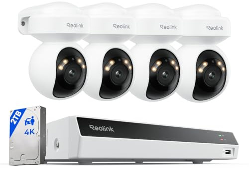 Reolink 4K PoE Überwachungskamera Set Aussen, 355°Pan/50°Tilt, RLK8-800PT4 | Auto-Tracking, Person-/Fahrzeug-/Tiererkennung, 8-Kanal NVR mit 2TB HDD, 24/7 Aufzeichnung, für Outdoor & Innen