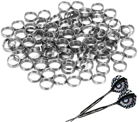 HUSABEJAIN 50 Stück Edelstahl-Dart-Schaftringe, 4,15 mm, Stahl-Dart-Schaftringe, O-Ring, Federring für Dartpfeile, Nylon-Schäfte, Zubehör