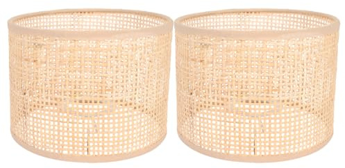 Cabilock Lot De 2 Abat-Jour Tissé En Rotin 6.30 Pouces Pour Lustre Ou Lampadaire Style Rustique Abat-Jour De Remplacement Pour Lampe De Chevet Éclairage Doux