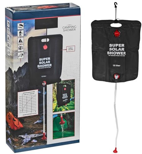 URBNLIVING 15L Camping Solar Portable Shower Bag Sun-Heated Hot Water for Outdoor, Hiking, and Travel. Perfect for Camping and Adventures Easy Use