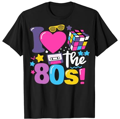 tiorhooe 80-tals skjorta herr 80-talet retro party t-shirt tillbaka till 80-talet skjortor I love 80-talet t-shirt, Schwarz2, XXL
