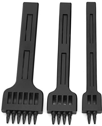 3 Uds 4mm Cuero, 2 4 6 Cincel de Punta Acero Costura Artesanía Cinceles de Madera Herramienta Perforadora de Mano Conjunto Negro Costura de Cordones