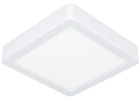 EGLO LED Deckenleuchte Fueva 6, eckige Badezimmer Deckenlampe, Badlampe Decke aus Kunststoff in Weiß, Deckenbeleuchtung warmweiß-kaltweiß, IP44, 15 x 15 cm