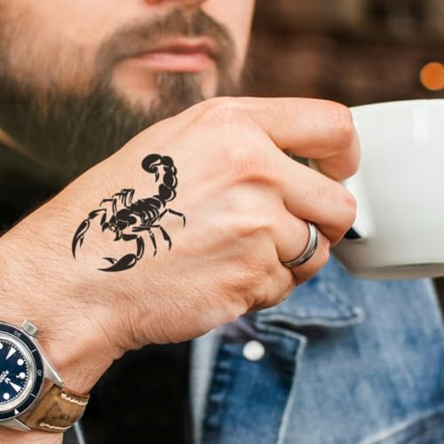 Faux Tatouage SCORPION - Temporalis® | Tatouage Ephemere Femme et Homme – Cosmétique Certifié UE, Encre Vegan & Waterproof – Dure 1 à 2 semaines [ Tattoo Scorpion réaliste ]