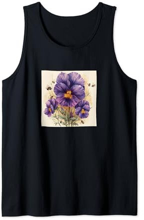 Stiefmütterchen-Blume blühend mit Bienen um Grafik Tank Top