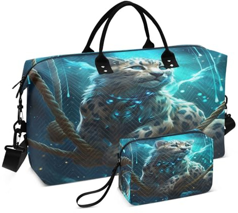 LINNIKEEEE Cooler Stern Blauer Gepard Reise-Seesäcke, Sporttasche, Weekender Handtasche mit Kulturbeutel für Damen Mädchen Herren
