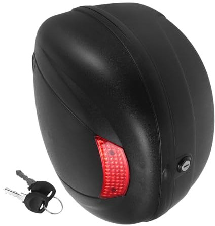 Beatifufu Motorrad Koffer Hinten Schwarz Lederstruktur Reflektierend Elektromobil Gepäckbox Robust Strapazierfähig Praktischer Scooterkoffer Für Mehr Sichtbarkeit Und Stauraum