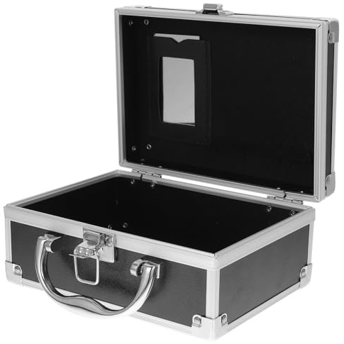 FRCOLOR Aluminium Makeup Box Tool Box 8 Inch Portable Cosmetic Organizer with Handle Lightweight Travel Storage Case