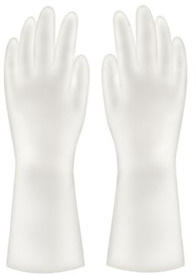 Sunicon Gants de nettoyage ménagers, gants de ménage réutilisables multifonctionnels épais en PVC, torchon anti-rayures à manches longues (L)