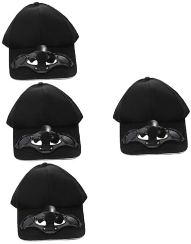 IMIKEYA 4 Stück Solarventilatorkappe Schirmmützen Für Damen Baseball Kappe Männer Hüte Herrenhut Mütze Für Männer Baseballkappe Für Männer Sport-baseballmütze Outdoor-sporthut Motor- Black