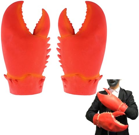 HKSICHENGKEJIUK Halloween Red Lobster Crab Claws Gloves - Animal Paw Hand Costume for Carnival Christmas Cosplay Party Dress Up Props