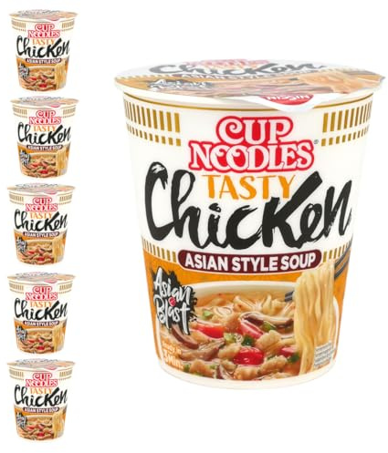 YIJIA | Pack 6 x 63grs Ramen Instantaneo Cup Noodles sabor Tasty Pollo - Asian Style Soup