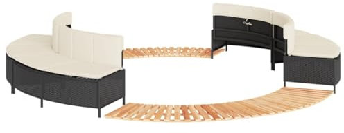 vidaXL Bordo per Spa Nero in Polyrattan e Legno Massello di Acacia, Bordo Vasca idromassaggio, Bordo Spa, Rivestimento Vasca idromassaggio da Esterno
