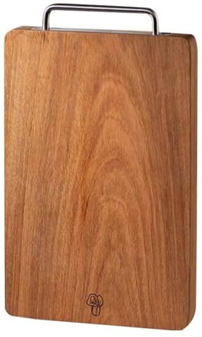 Tabla de cortar de madera maciza con mango de metal, tabla grande reversible para carne y queso, tabla de embutidos de madera gruesa, ideal para verduras, 40 cm