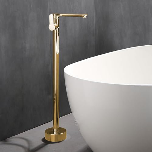 BiaoTeng Badewannenarmatur für Freistehende Badewanne Einhebelmischer Heiße und Kalte G1/2 Anschluss Standarmatur Badewanne Freistehend Gold