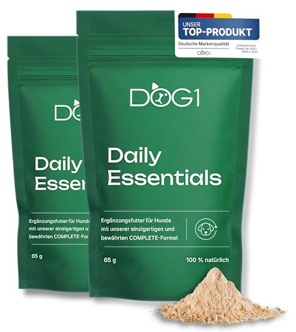 DOG1 8-in-1 Nahrungsergänzungsmittel (2X) mit Vitamin B Komplex und Glucosamin, Rundumversorgung mit Bierhefe, Probiotika gegen Durchfall, Alternative zu Gelenktabletten, ca. 60 TL