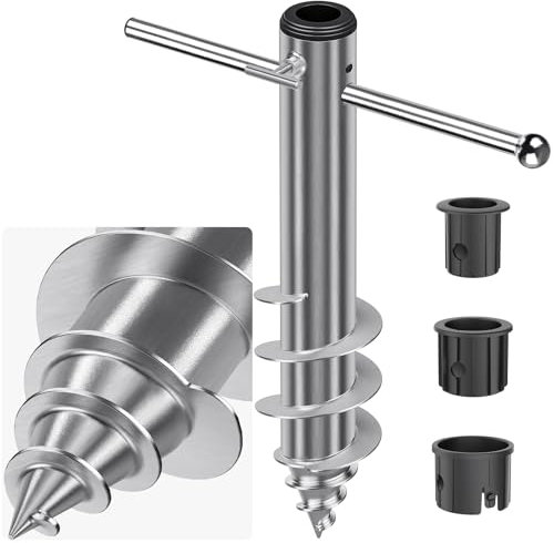 Dolibest Anclaje de Suelo para sombrilla, sombrilla de Patio, Soporte de Tierra de 42 cm, Base de Soporte de estaca giratoria, estaca de Suelo, sombrilla de Playa, Ancla de Arena para Poste de 3 a 5