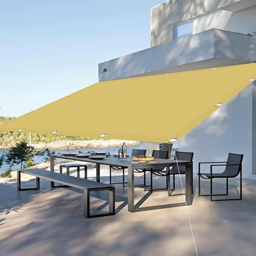 Vela Ombreggiante Impermeabile 4 x 6 m Resistente Agli Agenti Atmosferici Tenda a Vela per Esterno Sole Montaggio Facile e Veloce per Esterno e Terrazza, Piscina, Color Crema