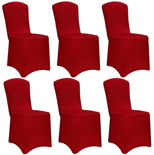 DETEX 6X Stuhlhussen für Stühle ohne Armlehnen Bordeaux Rot ÖkoTex | Stretch, Überzug, Stuhlbeintasche, 30° Waschbar, Party, Hochzeit, 165g/m², Faltenfrei, Bistrotisch, ÖkoTex Zertifiziert