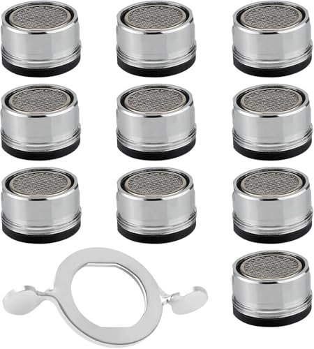 Mousseur robinet M24 (10 pcs) silencieux, anti-éclaboussures, filtre robinet inox+ABS, mousseur robinet cuisine avec 10 joints + 1 clé, economiseur d'eau pour robinet