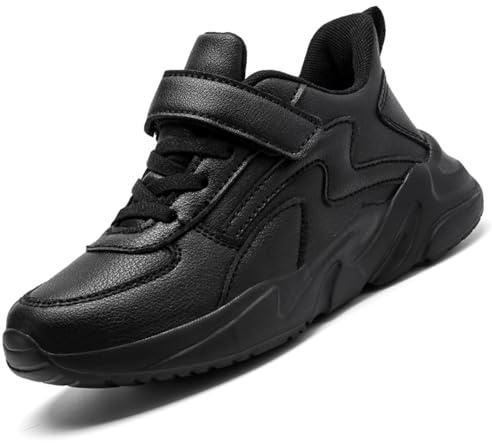 VTASQ Boys Trainers Kids School Walking Running Shoes Athletic Sneakers Casual Breathable Tennis Sports School Shoes Black UK2