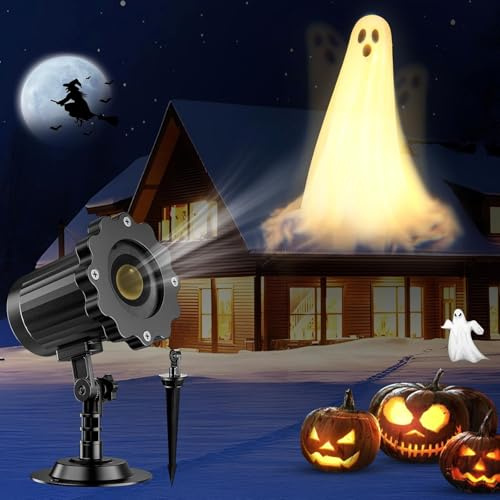 Nagudenfo Halloween Projector Lights 3D Dynamic Clearer Ghost HD Patterns,Night Light for Home Window Wall Halloween Decor Outdoor
