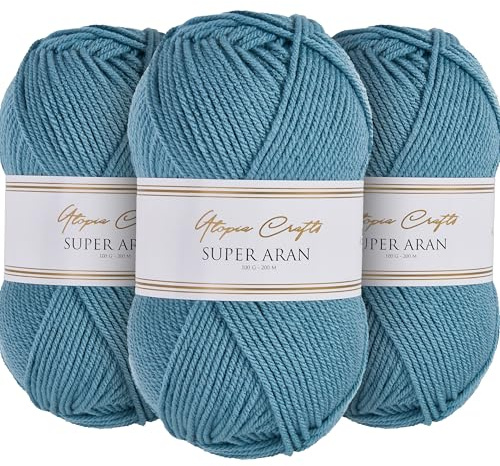 Utopia Crafts Super Aran Knitting and Crochet Yarn 3X 100g (Ocean Breeze)