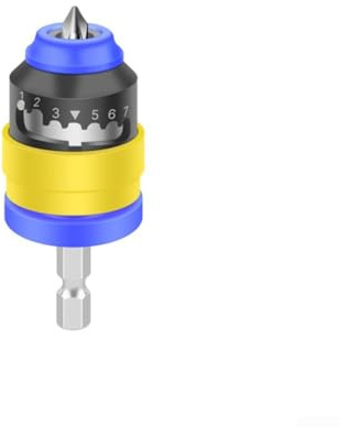 Sandyseptember Strumento di localizzazione di profondità regolabile di precisione per cacciaviti, punta per cartongesso, dispositivo di posizionamento elettrico delle viti in metallo (giallo e blu)