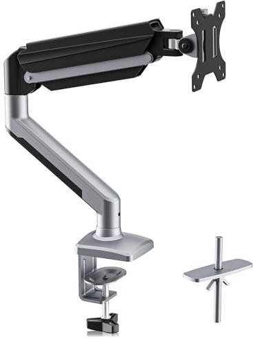 suptek Soporte de Monitor Ergonómico con Resorte de Gas para Pantallas de 13-32 Pulgadas, Brazo para Monitor Ajustable en Altura, Giro y Rotación 360°, VESA 75/100mm, Carga Máx. 9kg, Gris, MD01AH