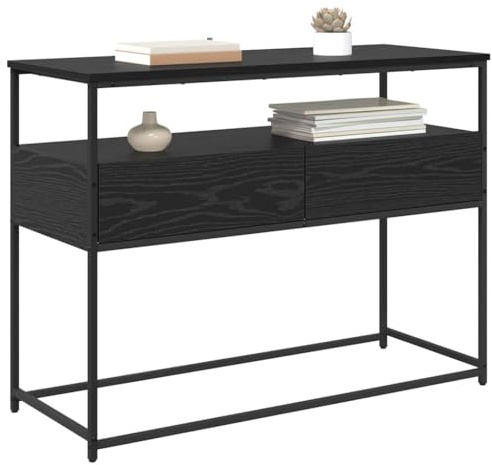 vidaXL Tavolo consolle Rovere Nero 100 x 40 x 75 cm