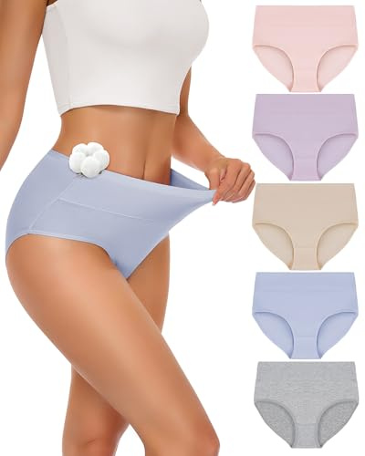 SIMIYA Cotton Underwear Women, High Waisted Knickers for Women Multipack | Comfy Stretchy Ladies Full Briefs Pants Soft Regular & Plus Size Panties